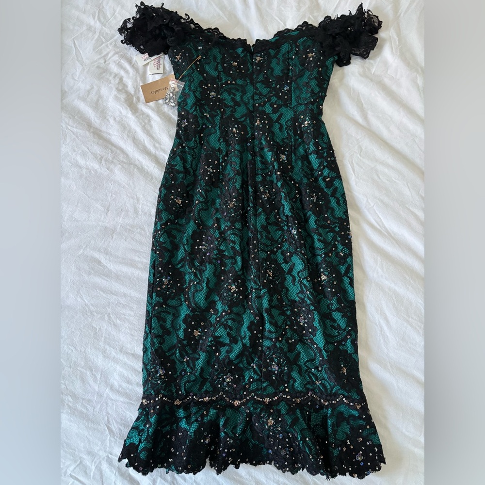 Mandalay Cocktail Dress in Black & Turquoise NWT - Picture 2 of 11